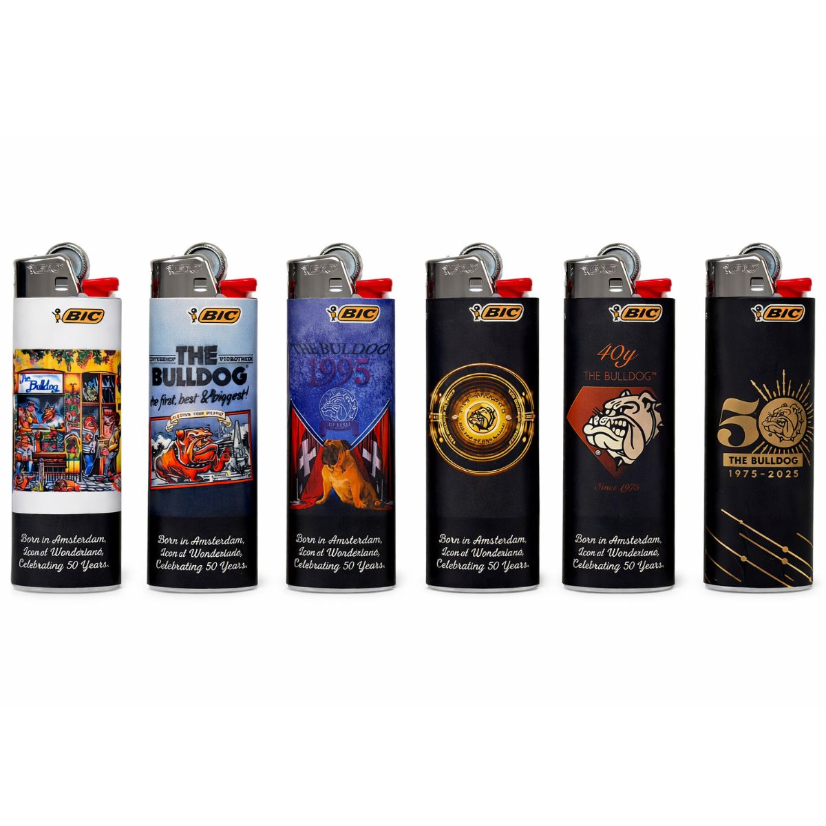 The Bulldog Bic 50^th Anniversary Lighter Set Limited Edition 6pcsdisplay 1